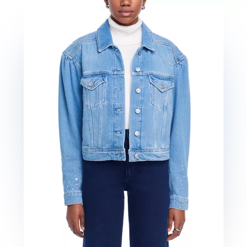NWT PAIGE *SOLD OUT* Blythe Swarovski Crystal Embellished Denim Jacket Size M